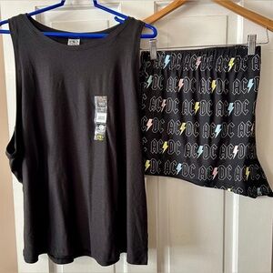 Womens AC/DC Sleepshorts w/ Athletic Works Top 2x